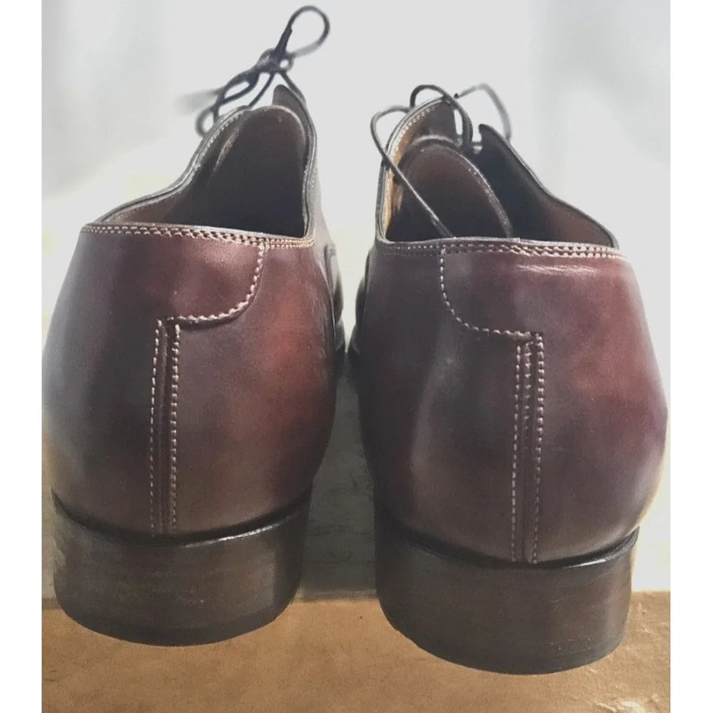 VTG SANTONI Andrea Santoni Italian handmade oxford lacing brown mens 12D